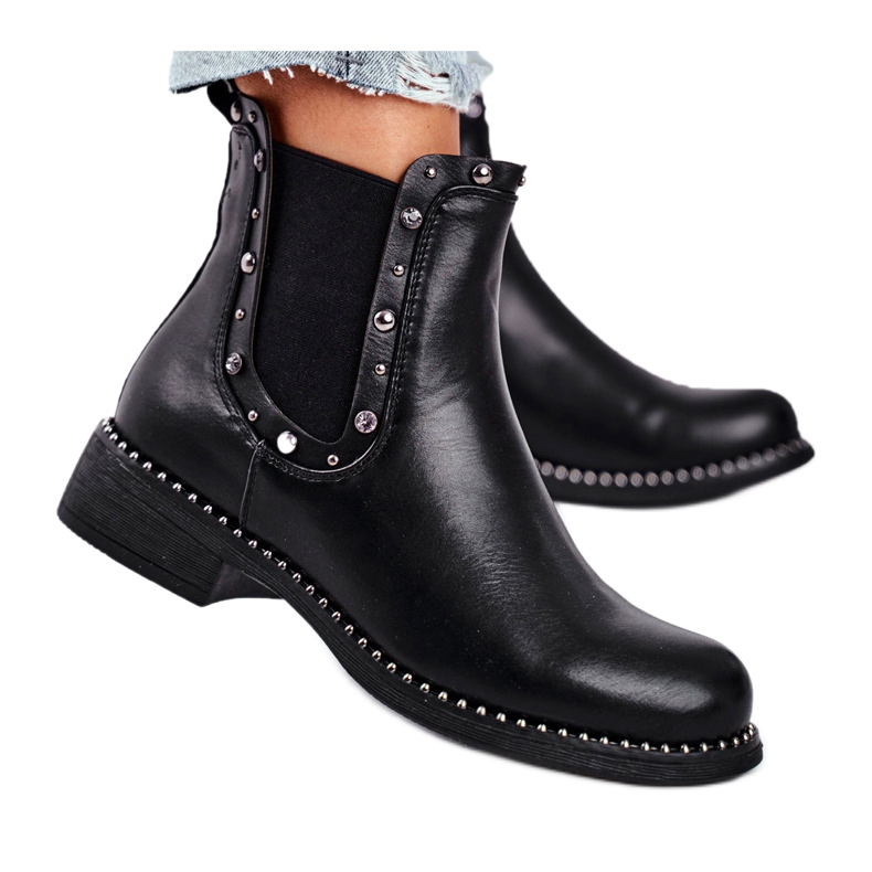 Schwarze Stiefeletten für Damen Jodhpur-Stiefel Visible