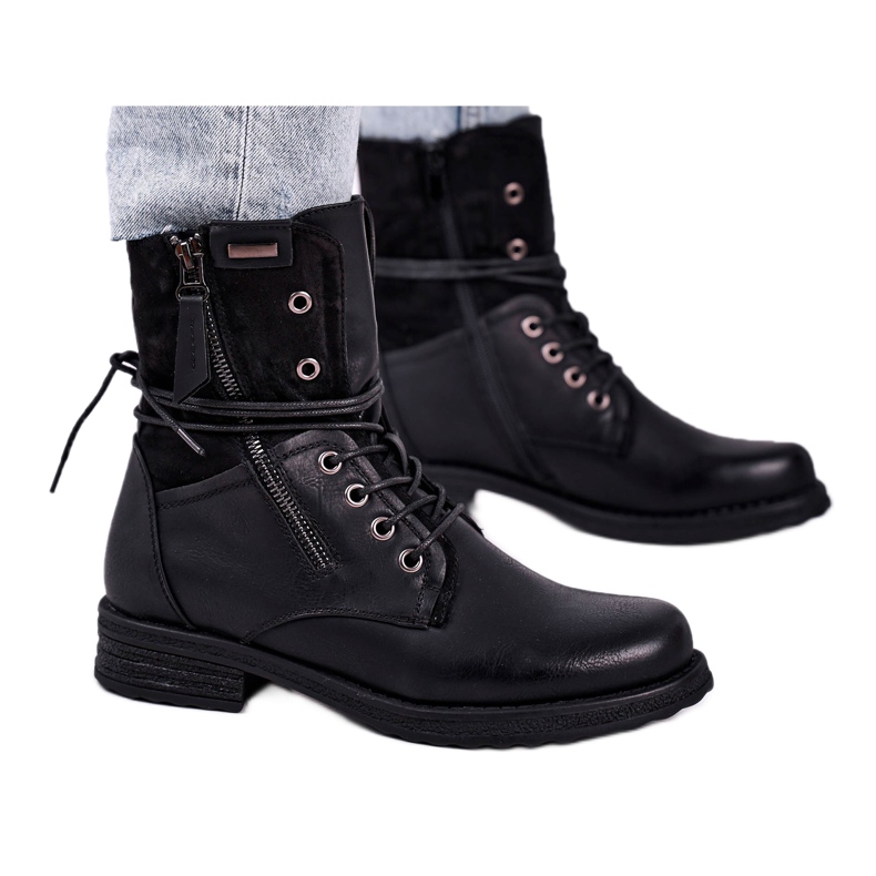Damen-Arbeiterstiefel Schwarz