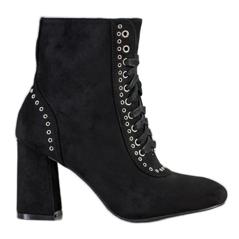 SHELOVET Gebundene Stiefeletten an einem Pfosten schwarz