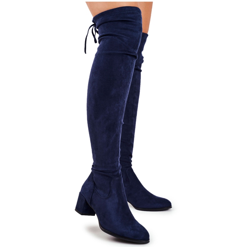 Damenstiefel Sergio Leone Lycra marineblau KZ281 navy blau