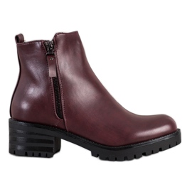 Ideal Shoes Bequeme burgunderrote Stiefel mehrfarbig