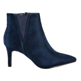 SHELOVET Marineblaue Stiefel auf einem hohen Absatz