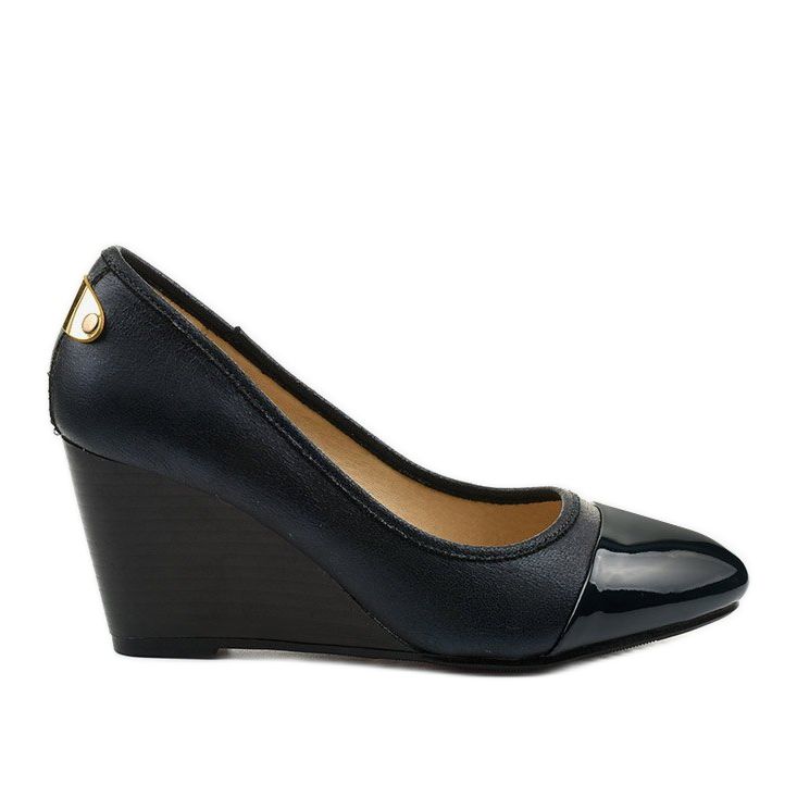 Blaue Pumps am Bluehorn Keilabsatz navy blau