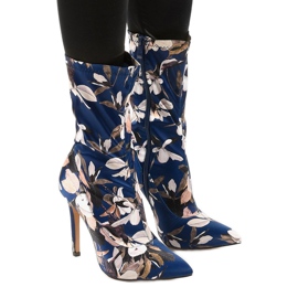 Marineblaue Stiefeletten mit Santana-Socke mehrfarbig