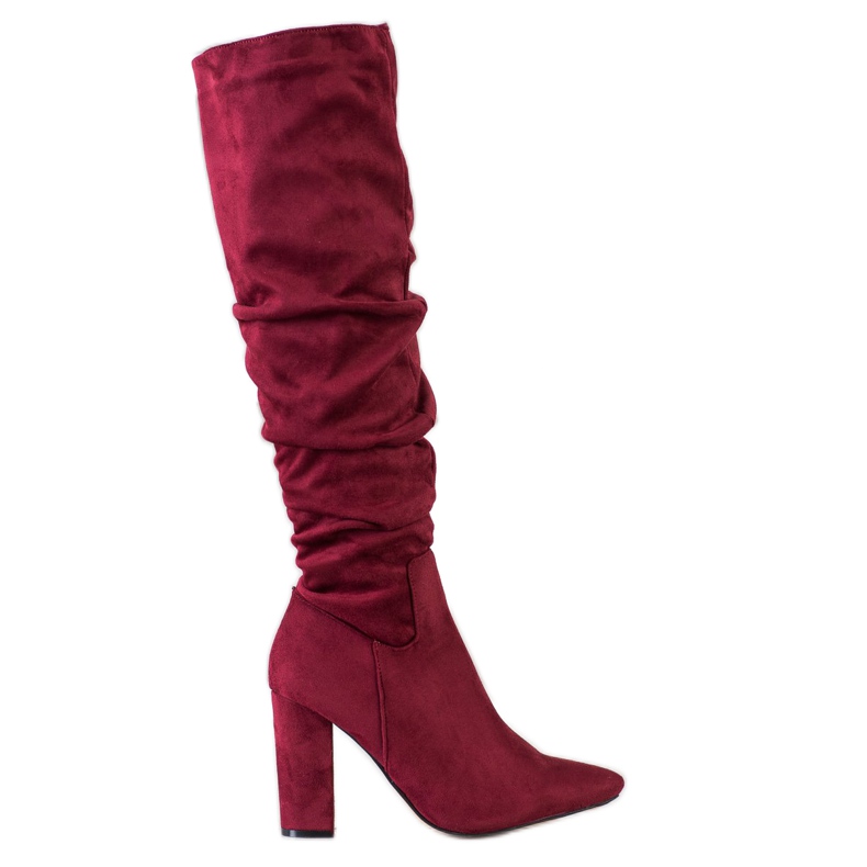 SHELOVET Elegante Stiefel an einem Pfosten rot