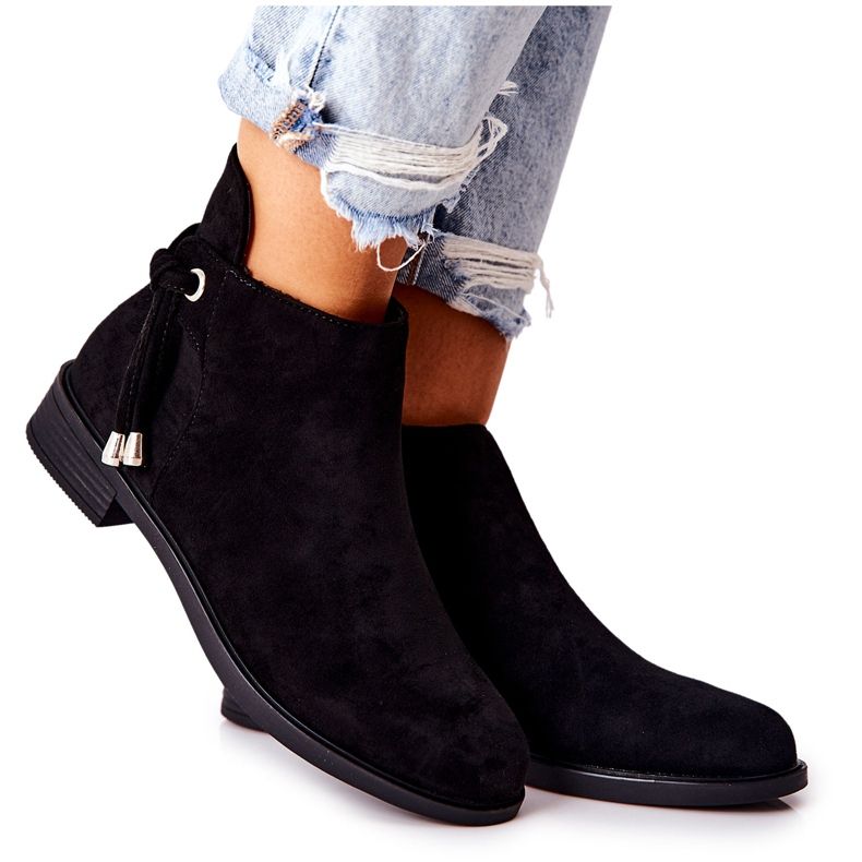 Schwarze Wildlederstiefel für Damen Numbero