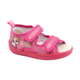 American Club American TEN38 / 20 Sandalen Hausschuhe, Innensohle aus fuchsiafarbenem Leder rosa