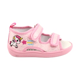 American Club Amerikanische TEN38 / 20 Sandalen Hausschuhe, Ledereinsatz pink