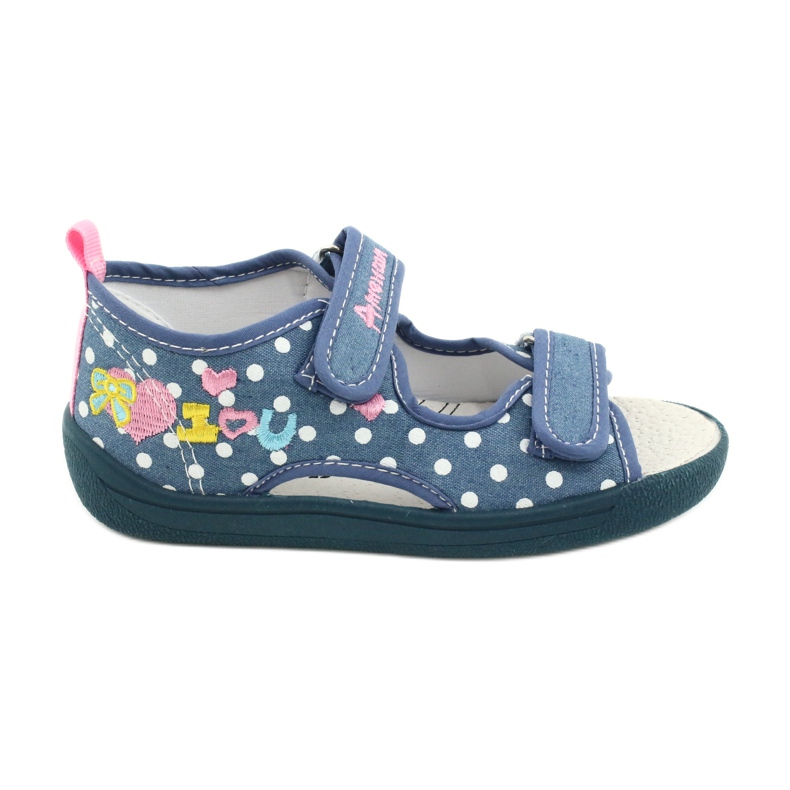 American Club Hausschuhe, Sandalen, amerikanische Kinderschuhe, Lederdecksohle weiß blau rosa