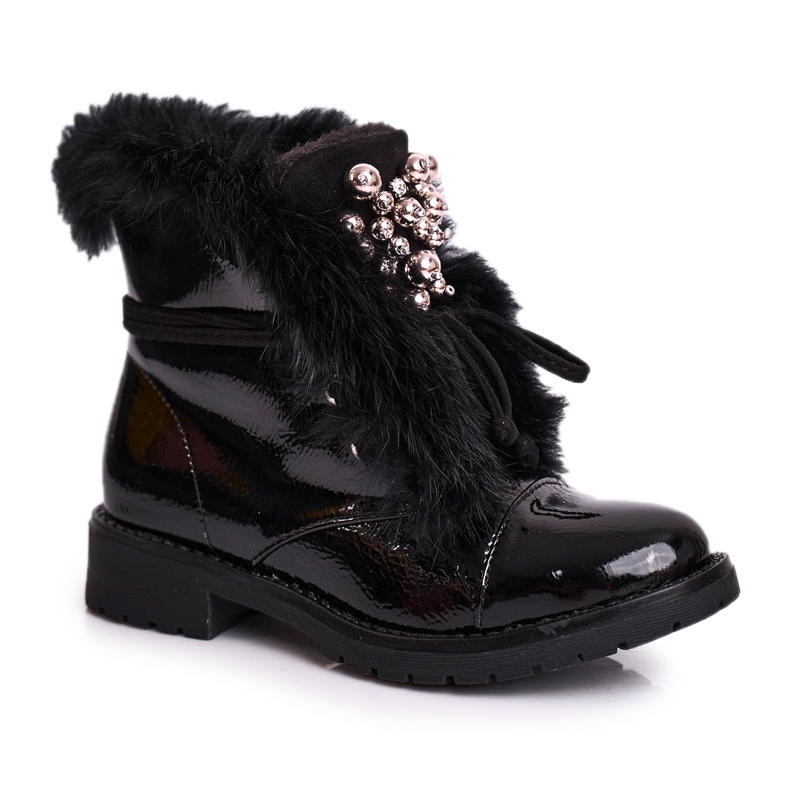 MSMG Kinderstiefel Warm Lackiert Schwarz Ella