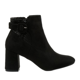 Schwarze Stiefeletten mit Pearpuff-Reißverschluss