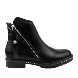 Schwarze Damenstiefel mit Reißverschluss, Nonarila