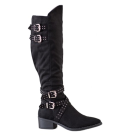 SHELOVET Schwarze Stiefel mit Schnallen