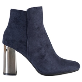 Janessa Stiefel mit silbernem Absatz marineblau