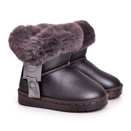 Apawwa Warme Kinderschneeschuhe mit Fell Marella grau