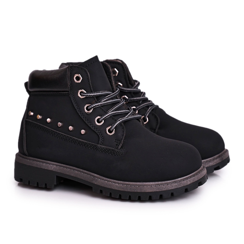 MSMG Schwarze warme Gonzo-Stiefel für Kinder mit Nieten