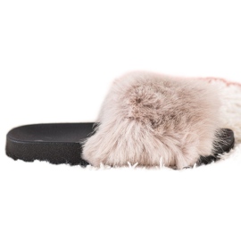 SHELOVET Bequeme Pelzpantoffeln beige