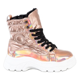 SHELOVET Modisch gesteppte Trapper golden