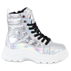 SHELOVET Modisch gesteppte Trapper silber-