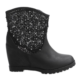 Durchbrochene Keilstiefel 7010 -16 Schwarz