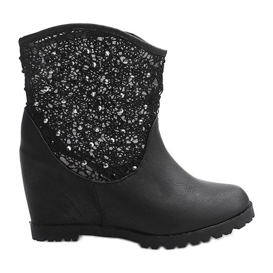 Durchbrochene Keilstiefel 7010 -16 Schwarz