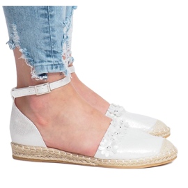 Silberne Espadrilles mit Blumen LL6271