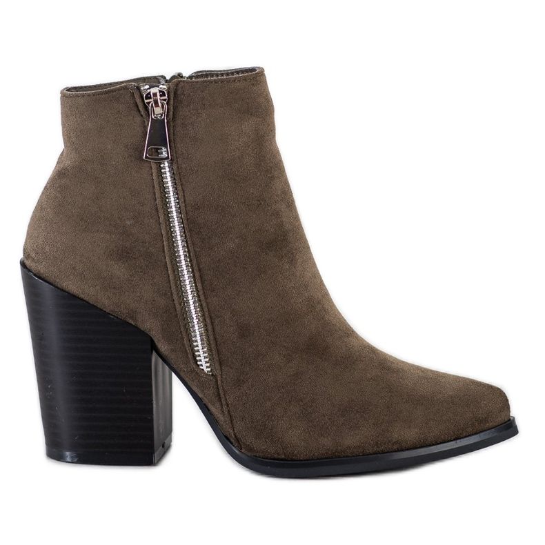 Marquiz Warme Stiefel mit dekorativem Reißverschluss braun grün