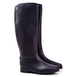 SEA Schwarze Regenstiefel für Damen unter dem Knie schwarze Drizzle-Reitstiefel