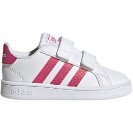 Schuhe für Mädchen adidas Grand Court weiß und rosa EG3815