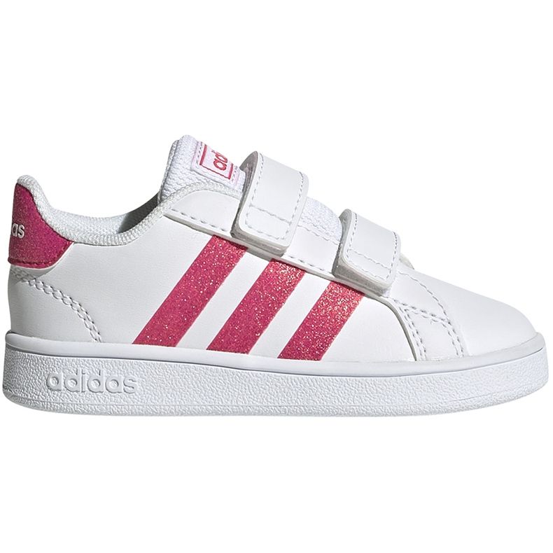 Schuhe für Mädchen adidas Grand Court weiß und rosa EG3815