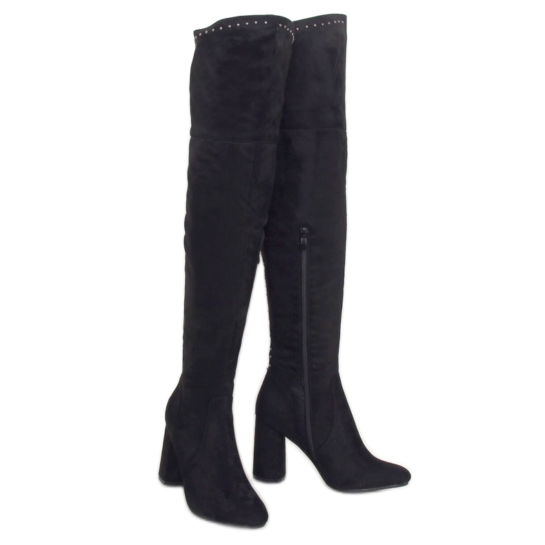 Schwarze Stiefel mit hohen Absätzen B127-1 Schwarz