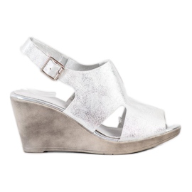 SHELOVET Silberne Keilsandalen