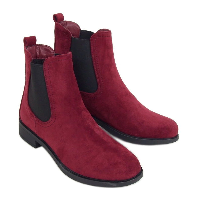 Klassische burgunderfarbene Stiefel für Damen MR-9 Wine rot