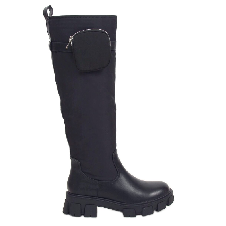 Schwarze Stiefel mit Geldbörse RB100P Schwarz