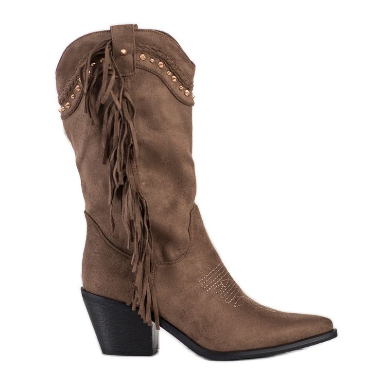 Bestelle Cowboystiefel mit Fransen beige