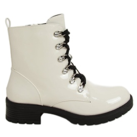 Ecru lackierte Stiefel 7982-PA Weiß naturfarben