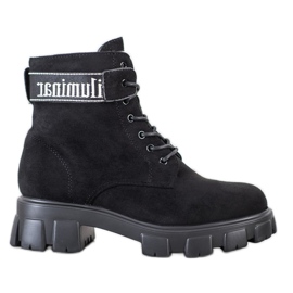 Weide Wildleder-Trapper auf der Plattform schwarz