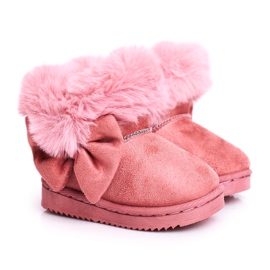FRROCK Kinderschneeschuhe mit Pelzschleife, rosa Vella pink