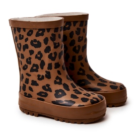 FRROCK Braune Kinder Gummistiefel mit Leopardenmuster Nanny