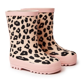 FRROCK Gummiregenstiefel für Kinder mit Leopardenmuster, rosa Kindermädchen schwarz pink