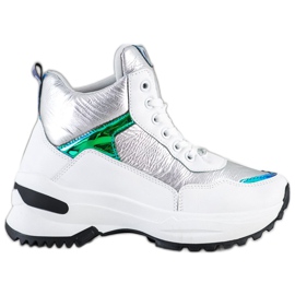 Ideal Shoes High-Top-Sneaker aus Öko-Leder weiß silber-