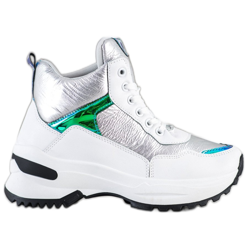 Ideal Shoes High-Top-Sneaker aus Öko-Leder weiß silber-