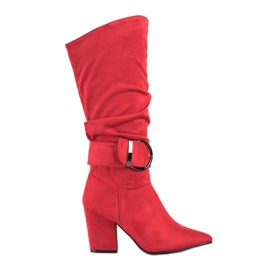 Sweet Shoes Elegante Stiefel mit Schnalle rot