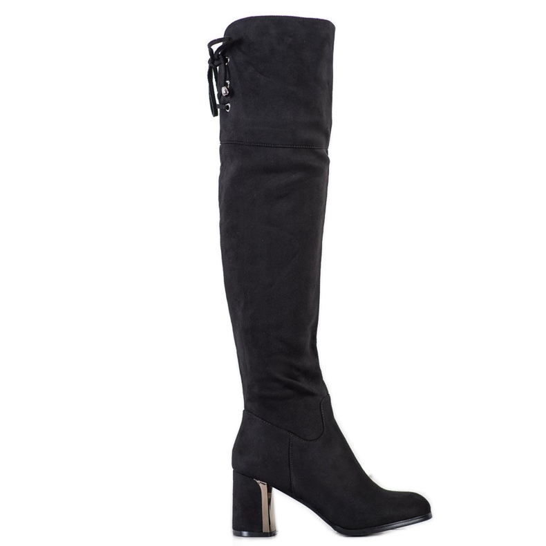 Gogo Oberschenkelhohe Stiefel mit Zierabsatz schwarz