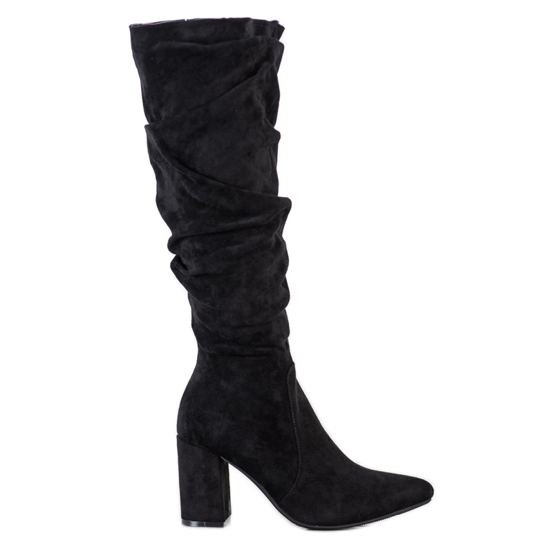 Bestelle Stylische Wildlederstiefel schwarz