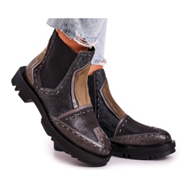 Damen Leder Jodhpur Stiefel Maciejka Grau 04634-03 beige braun