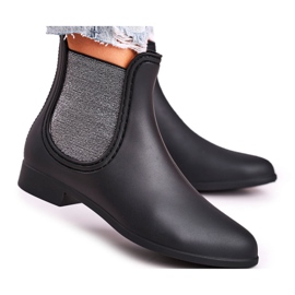 Mattschwarze Gummistiefel für Damen Silber Answear