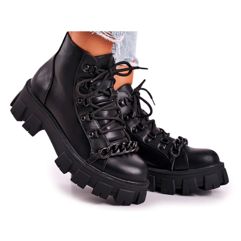 SEA Damenstiefel Workers On The Platform Black Chain schwarz
