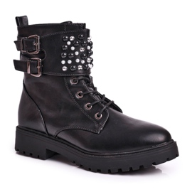 Damenstiefel Workers With Pearls Black Oasis schwarz