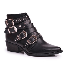 Damen Cowboystiefel mit Schnallen Black West schwarz